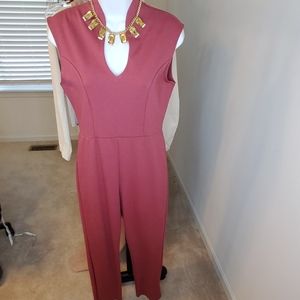 Pink jumpsuit with keyhole bustline
